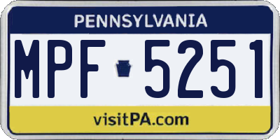 PA license plate MPF5251