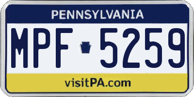 PA license plate MPF5259