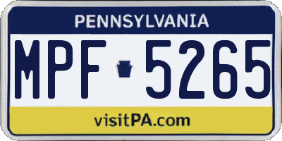 PA license plate MPF5265