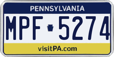 PA license plate MPF5274