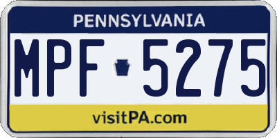 PA license plate MPF5275