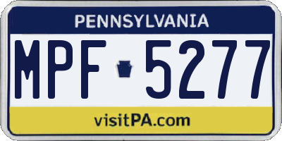 PA license plate MPF5277