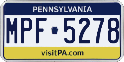 PA license plate MPF5278