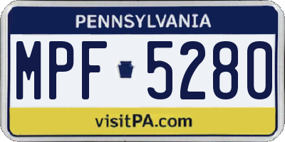 PA license plate MPF5280