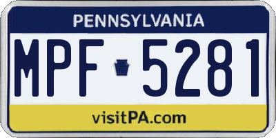 PA license plate MPF5281