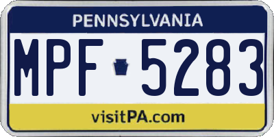 PA license plate MPF5283