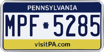PA license plate MPF5285