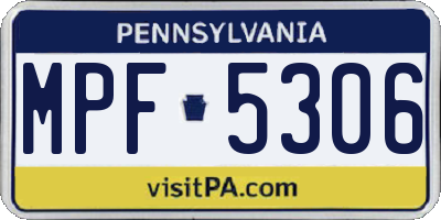 PA license plate MPF5306