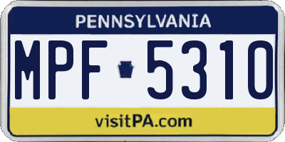 PA license plate MPF5310