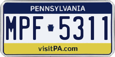PA license plate MPF5311