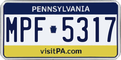 PA license plate MPF5317