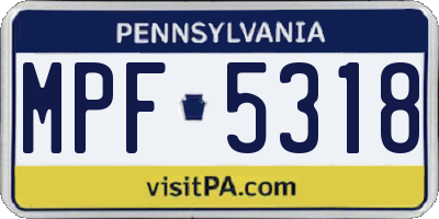 PA license plate MPF5318
