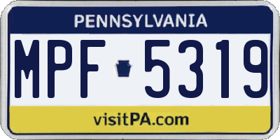 PA license plate MPF5319