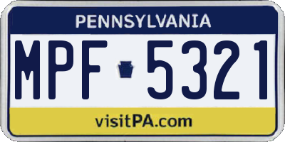 PA license plate MPF5321