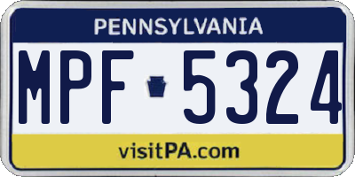 PA license plate MPF5324