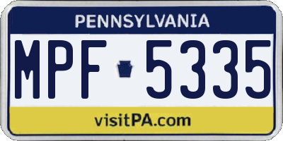 PA license plate MPF5335