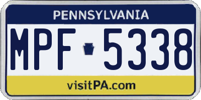 PA license plate MPF5338
