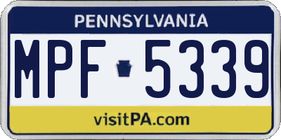 PA license plate MPF5339