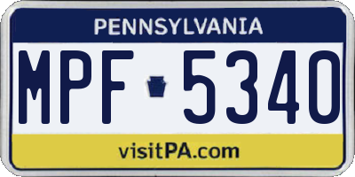 PA license plate MPF5340