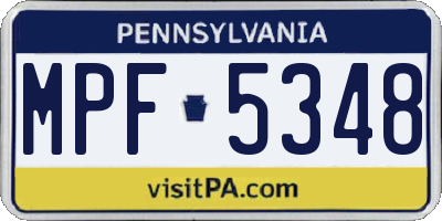 PA license plate MPF5348