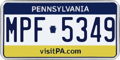 PA license plate MPF5349