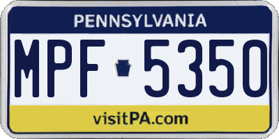 PA license plate MPF5350
