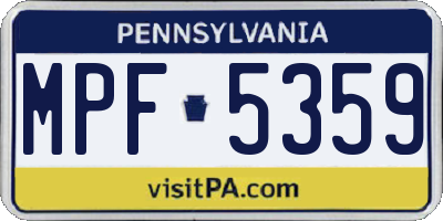 PA license plate MPF5359