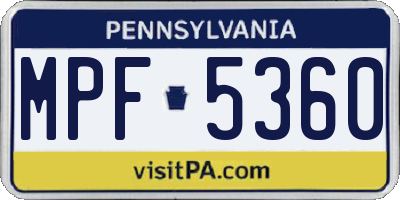 PA license plate MPF5360