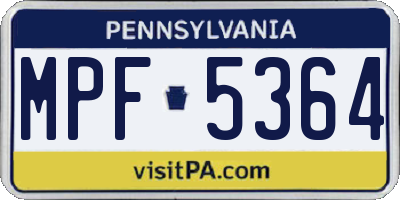 PA license plate MPF5364