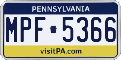 PA license plate MPF5366