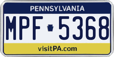 PA license plate MPF5368