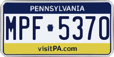 PA license plate MPF5370