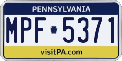 PA license plate MPF5371