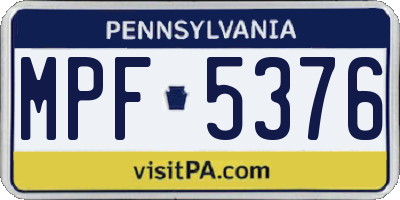 PA license plate MPF5376