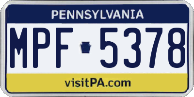 PA license plate MPF5378