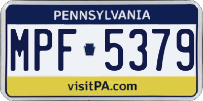 PA license plate MPF5379