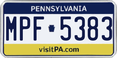 PA license plate MPF5383