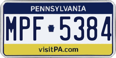 PA license plate MPF5384