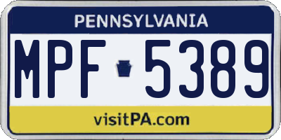 PA license plate MPF5389