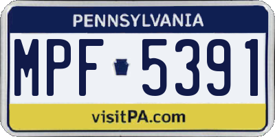 PA license plate MPF5391