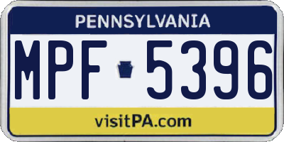 PA license plate MPF5396