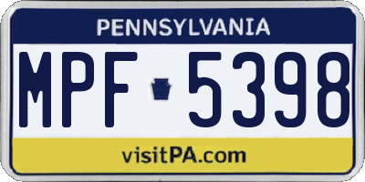 PA license plate MPF5398