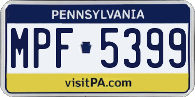 PA license plate MPF5399
