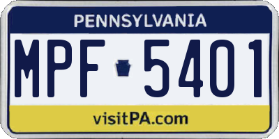 PA license plate MPF5401