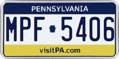 PA license plate MPF5406
