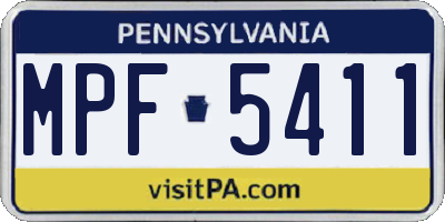 PA license plate MPF5411