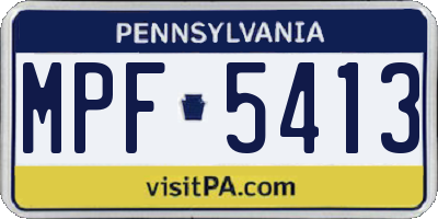 PA license plate MPF5413
