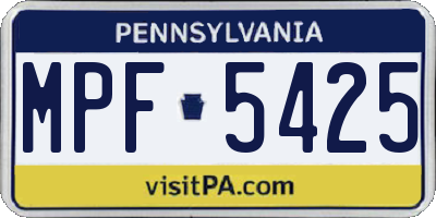 PA license plate MPF5425