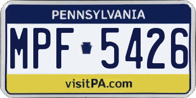 PA license plate MPF5426
