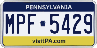 PA license plate MPF5429